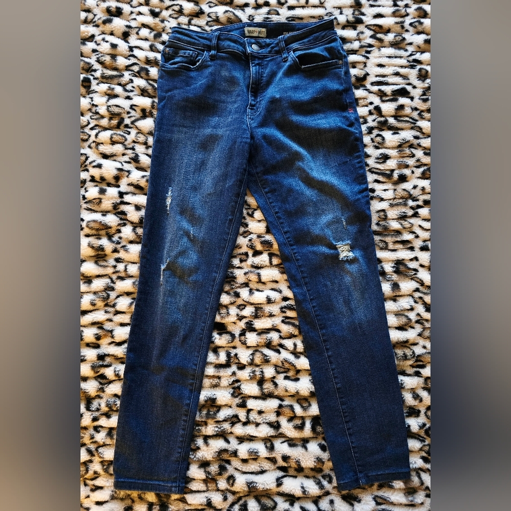 Warp & Weft Hayley Distressed Skinny Jean Indigo Size 8 Women's Blue Jeans
